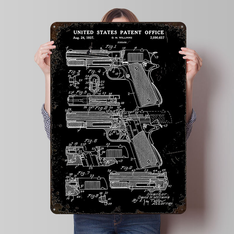 Retro Gaming Gun - Металлическая винтажная табличка-постер с патентом на