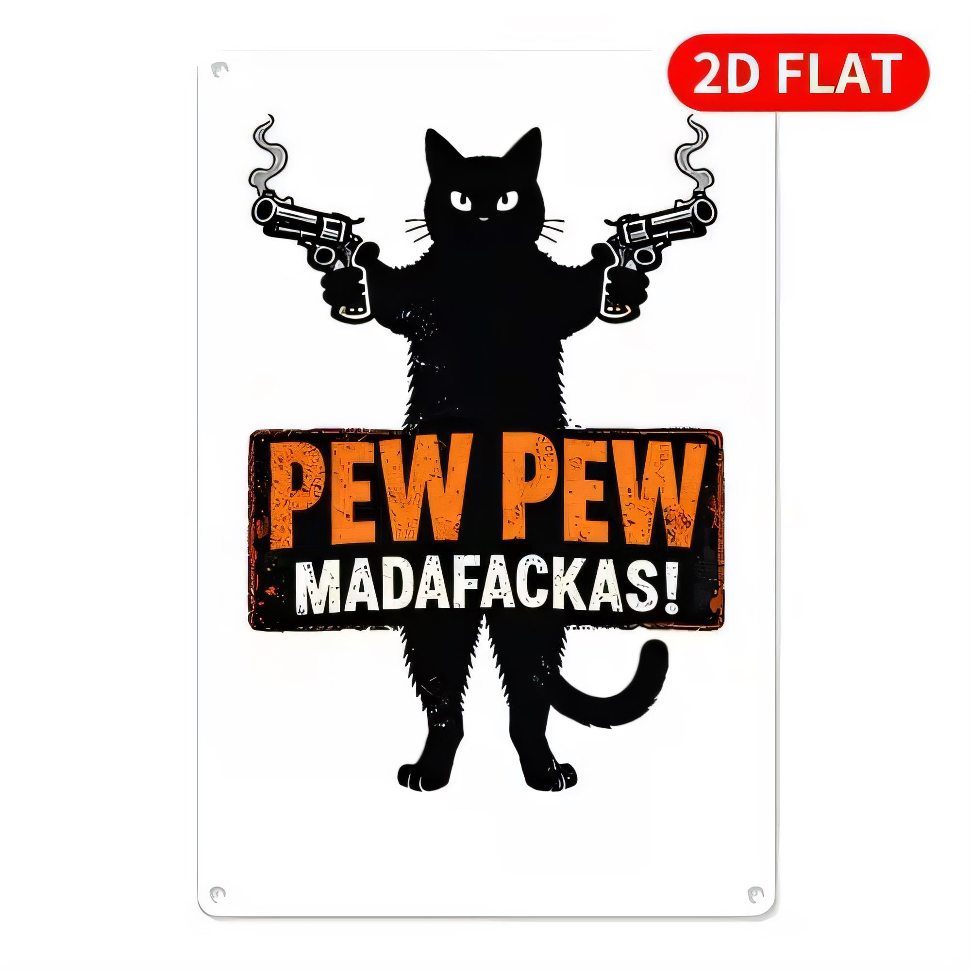 Retro Gaming Gun - Металлическая табличка Tin Sign «Pew Pew
