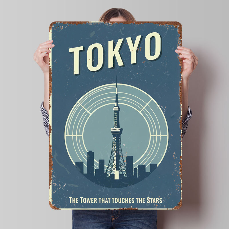 Retro Gaming Tokyo - Винтажный постер с изображением Токийской башни,