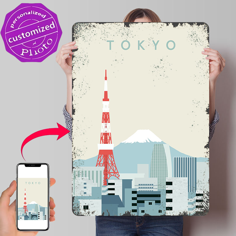 Retro Gaming Tokyo - Ретро-постер Токио: 3D-печатные металлические таблички, настенный